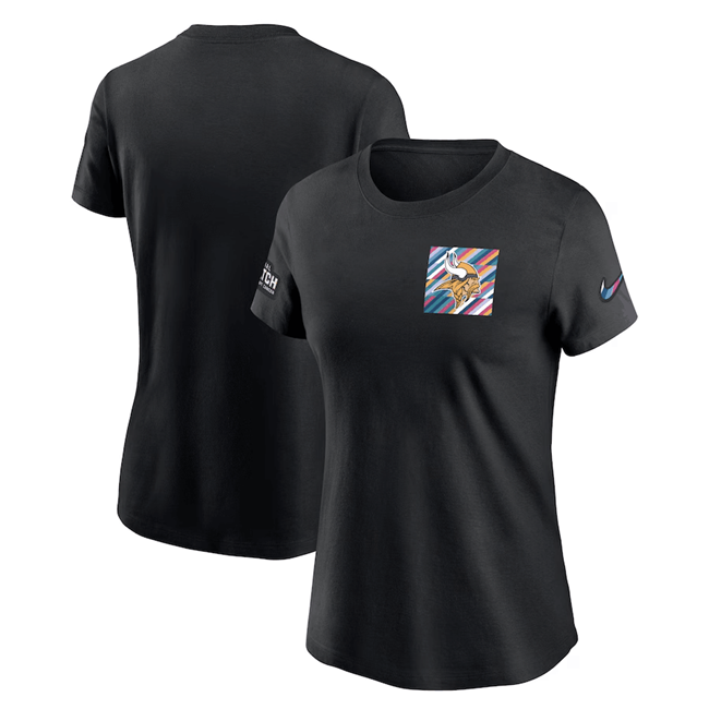 Women's Minnesota Vikings Black 2023 Crucial Catch Sideline Tri-Blend T-Shirt(Run Small)